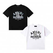 AMIRI "RECORDS HOLLYWOOD" print Style 2025 New Y2K Vintage Graphic Tee | Premium Heavyweight 100% Cotton Oversized T-Shirt |Streetwear Casual Loose Fit | Unisex Couple Matching Tops for Men Women | Hip Hop Summer Style