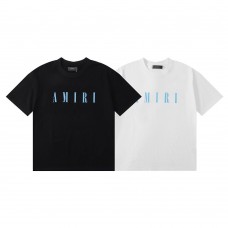 AMIRI Blue letter print Style 2025 New Y2K Vintage Graphic Tee |  100 percent Cotton Oversized T-Shirt |Streetwear Casual Loose Fit | Couple Matching Tops for Men Women | Hip Hop Summer Style