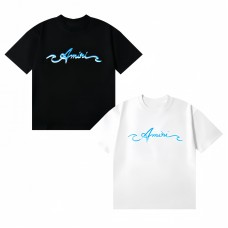AMIRI Blue Art Stereo letter print Style 2025 New Y2K Vintage Graphic Tee |  100 percent Cotton Oversized T-Shirt |Streetwear Casual Loose Fit | Couple Matching Tops for Men Women | Hip Hop Summer Style