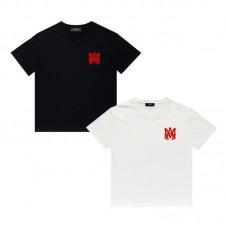 AMIRI Red "MAM" logo print Style 2025 New Y2K Vintage Graphic Tee |  100 percent Cotton Oversized T-Shirt |Streetwear Casual Loose Fit | Couple Matching Tops for Men Women | Hip Hop Summer Style