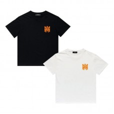 AMIRI Orange Color "MAM" logo print Style 2025 New Y2K Vintage Graphic Tee |  100 percent Cotton Oversized T-Shirt |Streetwear Casual Loose Fit | Couple Matching Tops for Men Women | Hip Hop Summer Style