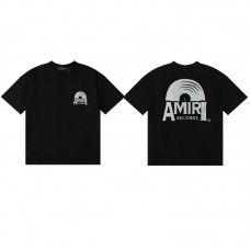 AMIRI "M RECORDS" logo with a vinyl record graphic, in white on black print Style 2025 New Y2K Vintage Graphic Tee |  100 percent Cotton Oversized T-Shirt |Streetwear Casual Loose Fit | Couple Matching Tops for Men Women | Hip Hop Summer Style