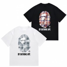 APE 2025 summer classic graphic T-shirt, ape head and monogram pattern, 100 percent cotton, black and white T-shirt, casual loose tee