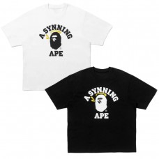 New Ape Head Black-and-White Print T-Shirt Features a yellow pull tab design Relaxed fit for comfort