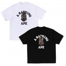 Ape Head's new shark-head lettering print T-shirt, featuring a classic design with a relaxed, comfortable fit for a trendy look.