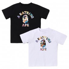 APE New Fashion T-Shirt Featuring a colorful ink-wash lettering print with a primate head design Relaxed fit for comfort Casual and versatile Unisex style