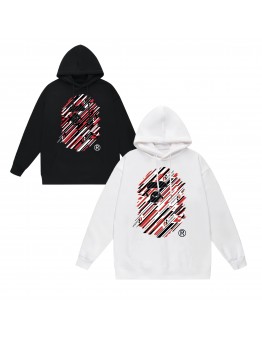 APE Fashion New Hoodie Classic ape head design with red stripe print Relaxed fit for comfort Windproof and warm