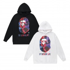 APE Fashion Casual Hoodie Round neck with kangaroo pocket design Colorful primate head lettering print Casual comfort meets trendy style