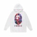 APE Fashion Casual Hoodie Round neck with kangaroo pocket design Colorful primate head lettering print Casual comfort meets trendy style