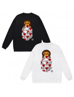 APE Fashion New Hoodie Round neck design Funny ape-head heart print Loose fit for comfort and warmth Couple style