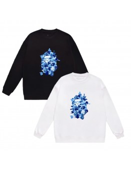 APE Fashion Casual Hoodie Round neck design Blue ape head playful graphic print Casual comfort Trendy and stylish