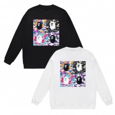 APE Fashion T-Shirt, featuring a four-color patchwork camouflage print with a primate head design. Casual and comfortable, perfect for trendy couples.