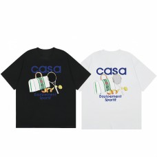 Casablanca Summer Women's Short-Sleeve Tennis Gear Printed T-Shirt French Sporty Style Two-Tone T-Shirt Can be worn as a couple's set