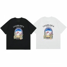 Casablanca Summer Retro Short-Sleeve T-Shirt for Women Palm Springs Rabbit Print Tennis Club Loose-Fit Short-Sleeve 100% Cotton Comfort