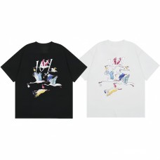 Casablanca Women's Summer Short-Sleeve T-Shirt Colorful Stork Totem Lazy-Chic Artistic Style Unisex Design Comfortable and Versatile