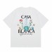 Casablanca New Women's T-Shirt Earth Prayer Print Light-Colored Loose-Fit Short Sleeve Artistic Relaxed-Fit T-Shirt