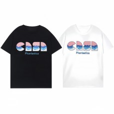 Casablanca New Men's Cotton T-Shirt Wave Letter Print White Oversized Short-Sleeve T-Shirt Fresh Niche Style