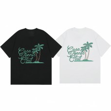 Casablanca Summer Coconut Tree Print T-Shirt Fresh and Natural Loose-Fit Crew Neck Short Sleeve Couple Set
