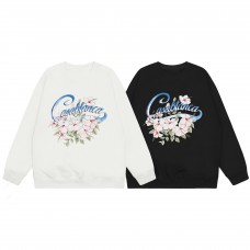 Casablanca Autumn Warm-Up Top with Blue and Pink Floral Alphabet Print Relaxed Oversized Pullover Sweatshirt