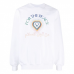 Casablanca Women's Fleece-Lined Sweatshirt for Fall/Winter Heart Print Long Sleeve White Oversized Fit Healing Aesthetic Niche Style