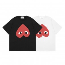 Comme des Garcons Kawaku Reverse a single love Print high-quality men's and women's casual 100 percent cotton short sleeves