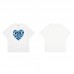 Comme des Garcons Kawaku Blue heart Print high-quality men's and women's casual 100 percent cotton short sleeves