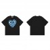 Comme des Garcons Kawaku Blue heart Print high-quality men's and women's casual 100 percent cotton short sleeves