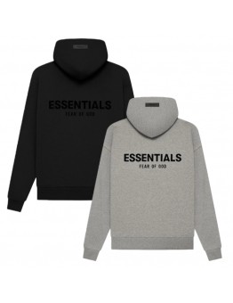 Essentials Autumn Winter Hoodie 'Black' Loose Drop Shoulder Hooded Women/Men Sweatshirt, Vintage Flocking Craftsmanship Combined With Modern Men Breathable Technology,Stylish And Versatile