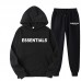 ESSENTIALS Men's Casual Sports Set,Black Fabric With White Letter Graphic. Couple's Set Hoodie, Men's Fall Clothes,Men 2 Piece Set, Casual Loose Sweatshirt, Suitable For Autumn/Winter ESSENTIALS Men's Casual Sports Set,Black Fabric With White Letter Graphic. Couple's Set Hoodie, Men's Fall Clothes,Men 2 Piece Set, Casual Loose Sweatshirt, Suitable For Autumn/Winter
