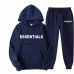 ESSENTIALS Men's Casual Sports Set,Black Fabric With White Letter Graphic. Couple's Set Hoodie, Men's Fall Clothes,Men 2 Piece Set, Casual Loose Sweatshirt, Suitable For Autumn/Winter ESSENTIALS Men's Casual Sports Set,Black Fabric With White Letter Graphic. Couple's Set Hoodie, Men's Fall Clothes,Men 2 Piece Set, Casual Loose Sweatshirt, Suitable For Autumn/Winter