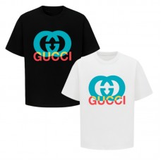 GUCCI Fashion T-Shirt Classic two-tone lettering print Casual and versatile Relaxed fit for comfort Couple's style