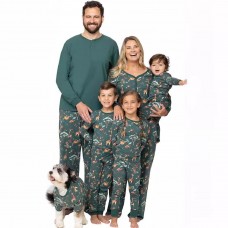 New Christmas Family Home Parent-Child Set Printed Pajamas Long Sleeve Crew Neck