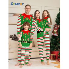 New Christmas Parent-Child Suit Candy Cane Button Stripe Long Sleeve Pants Family Suit Halloween Suit