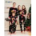 New Santa Letter Print Pajama Set Crew Neck Long Sleeve Pants White Home Dress Christmas Parent-Child Dress
