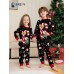 New Santa Letter Print Pajama Set Crew Neck Long Sleeve Pants White Home Dress Christmas Parent-Child Dress