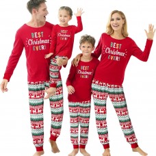  New Christmas Letter Print Parent-Child Dress Long Sleeve Christmas Family Dress Home Dress