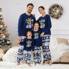  New Christmas Letter Print Parent-Child Long Sleeve Pajama Set Home Dress