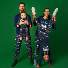 Christmas Letter Print Parent-Child Long Sleeve Pajama Set Home Dress