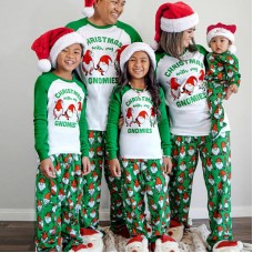  Christmas Letter Print Parent-Child Dress Long Sleeve Pajamas Christmas Print Set Home Dress