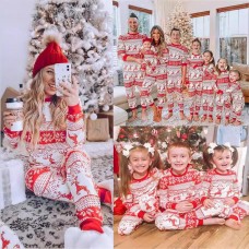  Christmas red and white color contrast parent-child casual home clothes