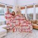  Christmas red and white color contrast parent-child casual home clothes
