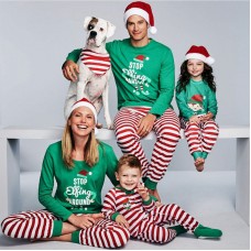  Home Clothes Parent-Child Clothes Home Decoration STOPElfingAROUND Printed Christmas Pajama Set