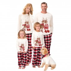 New Christmas Elk Print Parent-Child Long Sleeve Pajama Set Home Dress