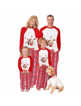 New Christmas Parent-Child Clothes Printed Long Sleeve Pajamas Home Clothes Christmas Set