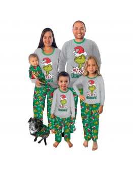 New Christmas Family Home Parent-Child Set Printed Pajamas Long Sleeve Crew Neck