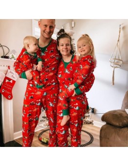  New Christmas Print Parent-Child Long Sleeve Pajama Set Home Dress