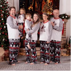  New Christmas Print Parent-Child Long Sleeve Pajama Set Home Dress