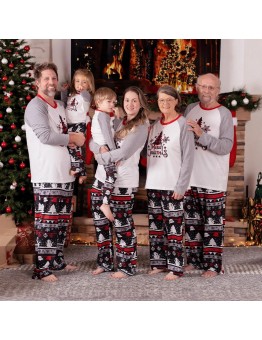  New Christmas Print Parent-Child Long Sleeve Pajama Set Home Dress