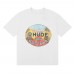 RHUDE New Men's T-Shirt Summer-Inspired Print Short Sleeve Relaxed Crew Neck Comfortable and Versatile Couple's Set