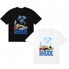 RHUDE Men's Short-Sleeve Biker Print T-Shirt Relaxed-Fit Crew Neck Vintage-Style T-Shirt